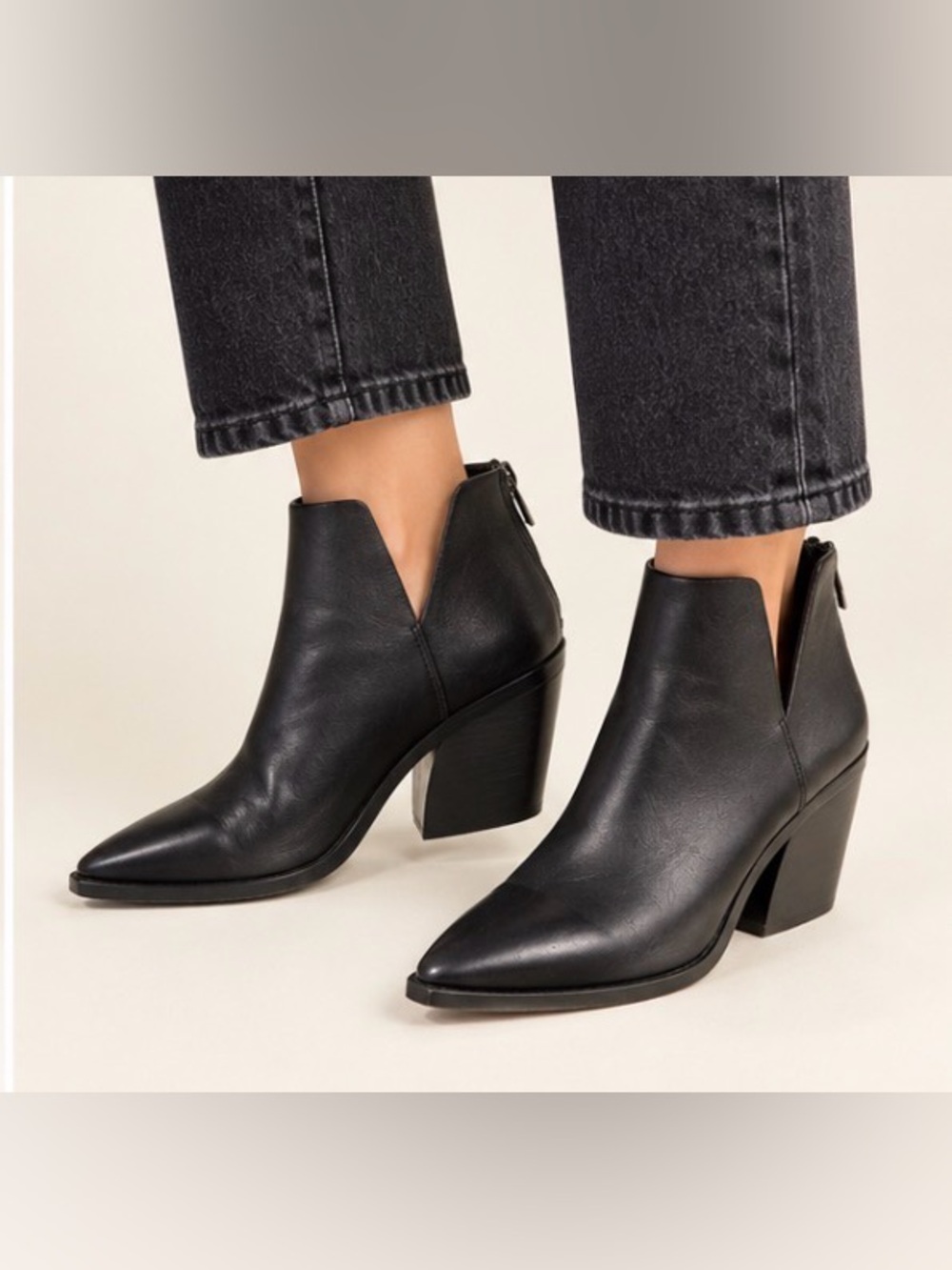 Vince Camuto Black Leather Pointed Toe Ankle Boots | Size 6.5